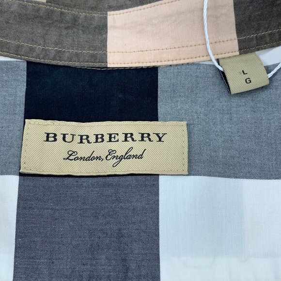 Burberry Large Check Button-Up Shirt Beige/Multicolor Cotton Blend L - Picture 5 of 8